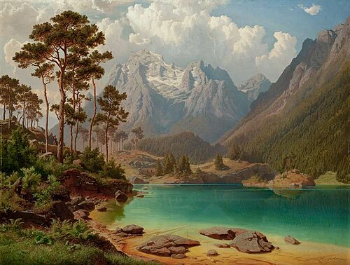 Weissensee near Lermoos in Tyrol, 1863, Max Haushofer
