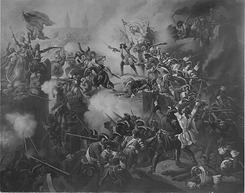 Max Emanuel erstürmt die Vorwerke von Belgrad am 6. September 1688, 1852, Feodor Dietz