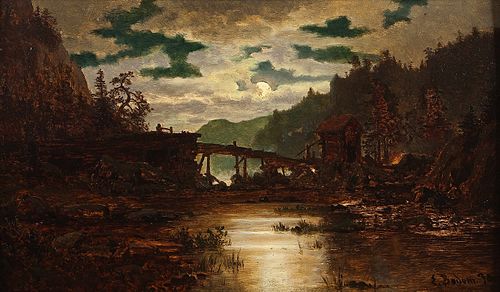 River with sawmill, 1878, Erik Bodom