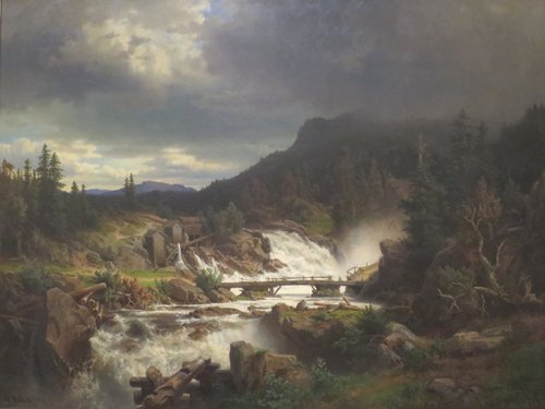 Landskap med foss, 1855, Erik Bodom