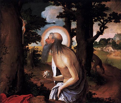 St Jerome Penitent., 1520, Lucas van Leyden
