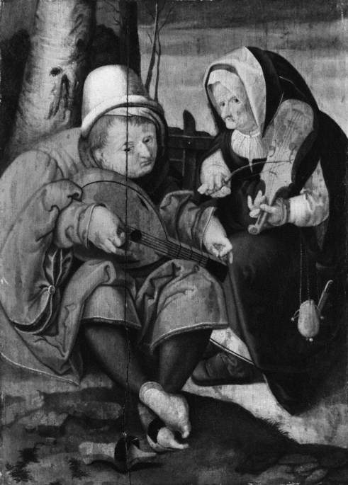 Musicians: An Old Man and an Old Woman, , Lucas van Leyden