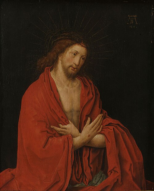 Inner left wing of a diptych with Christ as the Man of Sorrows, 1573, Lucas van Leyden