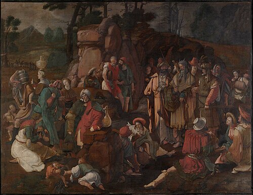 Moses and the Israelites after the Miracle of Water from the Rock, 1527, Lucas van Leyden
