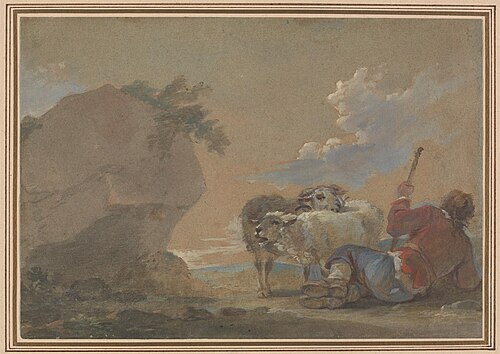 Landscape with Shepherd and Sheep, , Thomas Barker