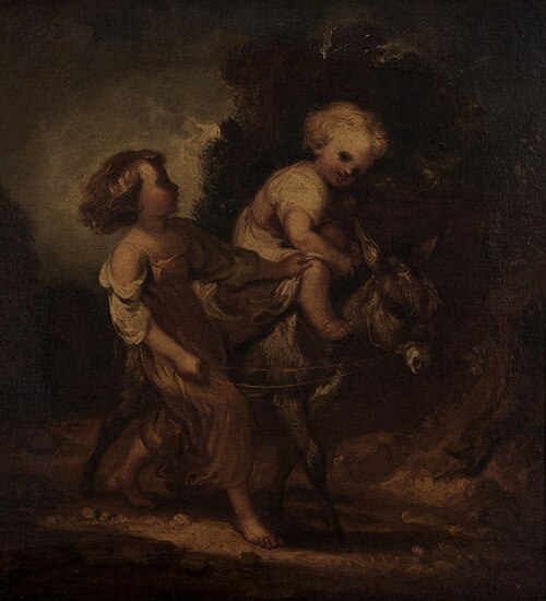 Two Children with a Donkey, 1830, Thomas Barker