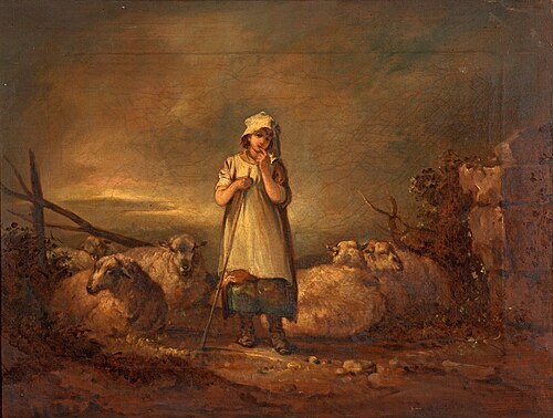 Gloucestershire Girl Keeping Sheep, , Thomas Barker