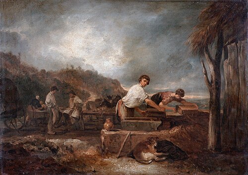 Landscape with Masons at Work, , Thomas Barker