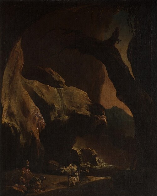Interior of a Large Cave with Figures and Animals, , Thomas Barker