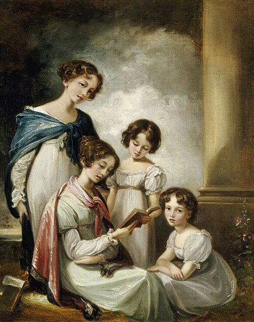 Caroline Lucy Elton (1809-1882), Lucy Caroline Elton (1809-1888), Catherine Maria Elton (1814-1876) , 1823, Thomas Barker
