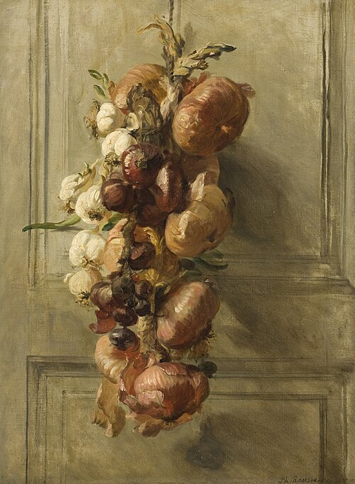 Stilleven met uien, sjalotten en knoflook, 1859, Philippe Rousseau