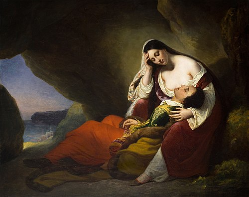 Don Juan endormi sur les genoux d'Haedée, 1827, Henry Scheffer