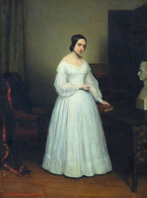 Portret van mej. Nepomucène Lemercier, ten voeten uit, , Henry Scheffer