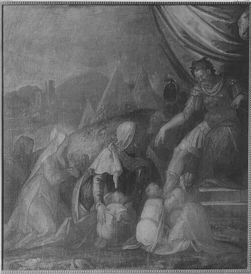 Coriolan lässt sich von seiner Familie bereden, 1568, Christoph Schwarz