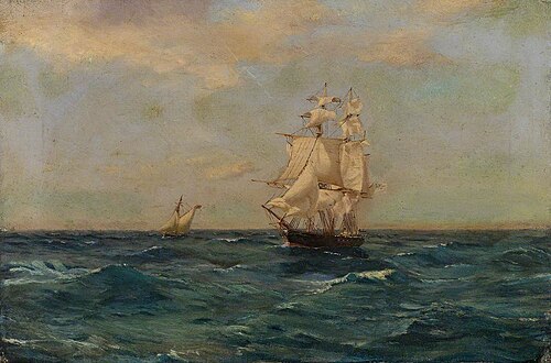 Royal Naval Brig at Sea, 1880, Thomas Somerscales