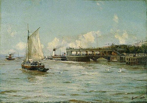 The Pier, Kingston upon Hull, 1922, Thomas Somerscales