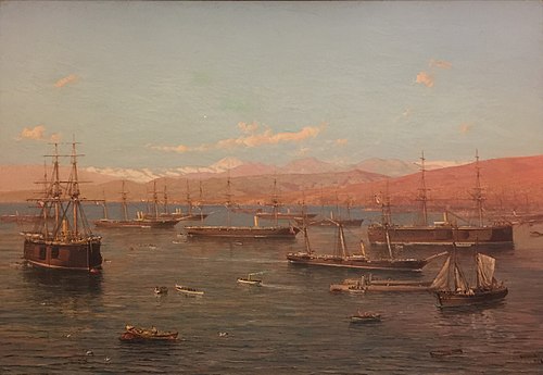 The Chilean Squadron in the Port of Valparaíso, 1889, Thomas Somerscales