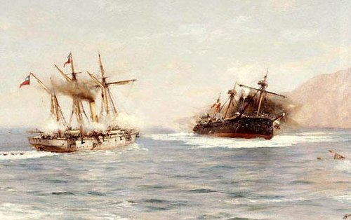 The Naval Battle of Punta Gruesa (2), 1900, Thomas Somerscales