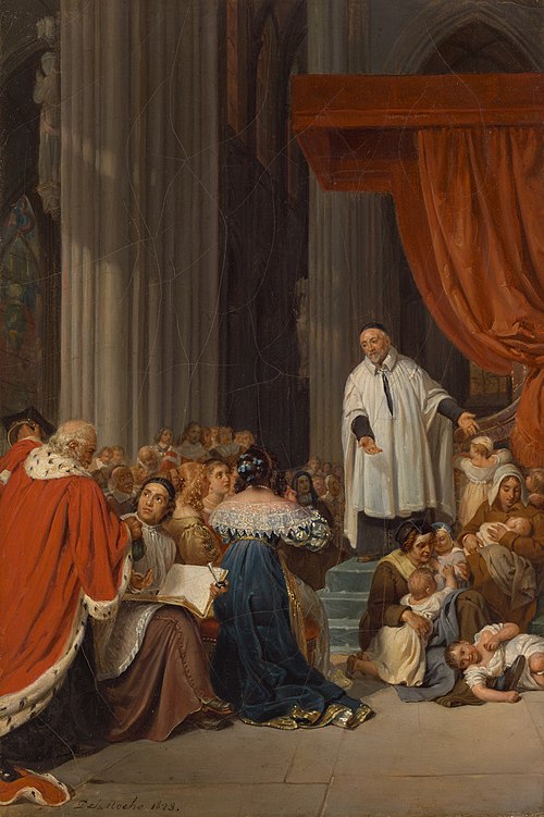 Saint Vincent de Paul Preaching to the Court of Louis XIII on Behalf of the Abandoned Children, 1823, Paul Delaroche
