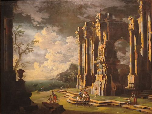 Harbor with Roman Ruins, 1740, Leonardo Coccorante