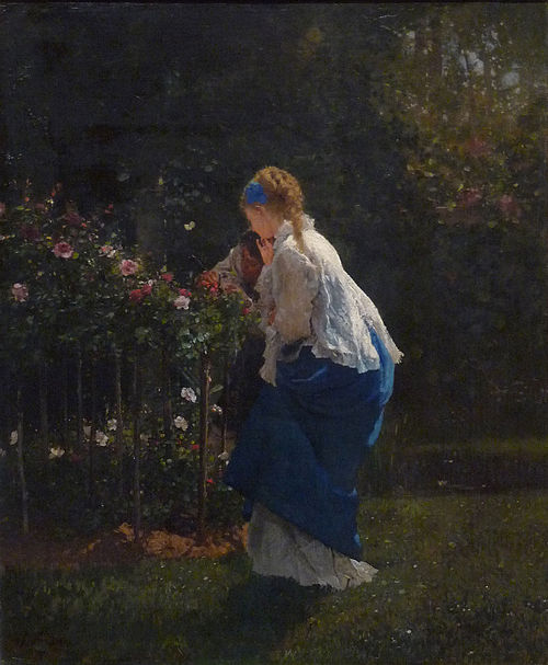 Femme au rosier, 1875, Gustave Brion