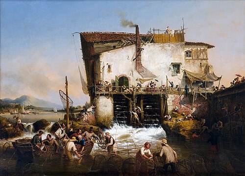 La pêche aux aloses, 1835, Ambroise Louis Garneray