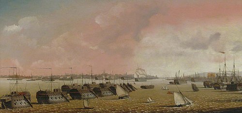 Prison hulks in Portsmouth Harbour, 1810, Ambroise Louis Garneray