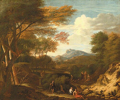 Arcadian Landscape with Shepherd and Other Pastoral Figures in the Background, , Cornelis Huysmans