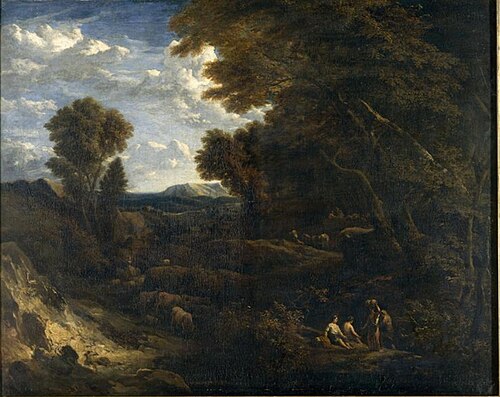 Herds in a hilly landscape, 1700, Cornelis Huysmans