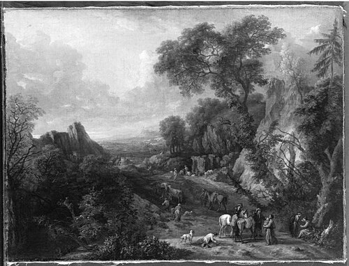 Südliche Landschaft mit Bauern und Hirten, 1687, Cornelis Huysmans