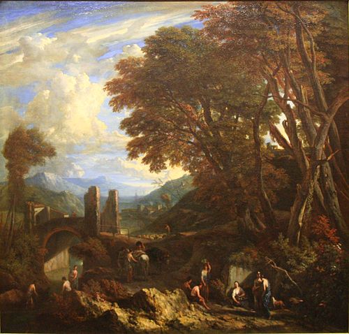 Paysage au pont, 1695, Cornelis Huysmans
