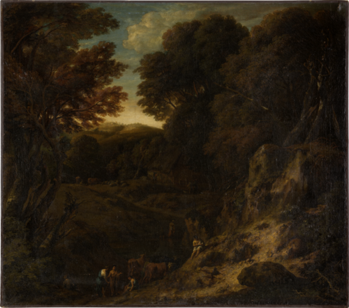 Italian Wooded Landscape with Cattle Pond, 1702, Cornelis Huysmans