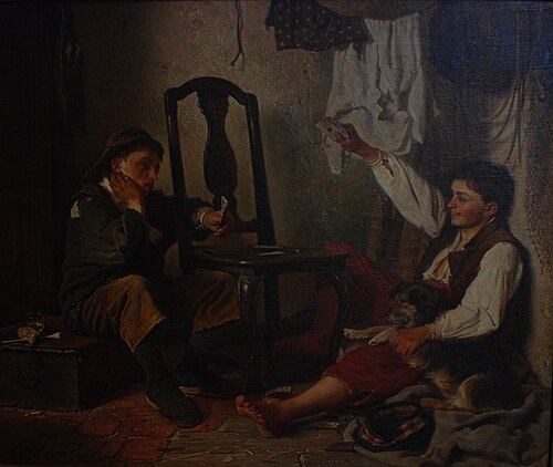 Boys playing Cards, 1864, Ferdinand Fagerlin