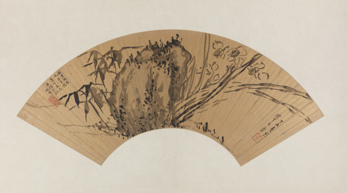 李流芳竹石水仙扇, , Li Liufang