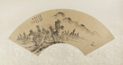 李流芳春帆雨意图扇面, , Li Liufang