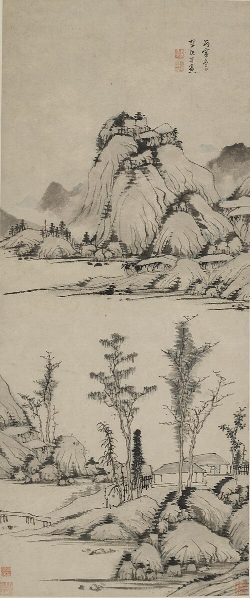 明 李流芳 溪山茅屋图轴, 1626, Li Liufang
