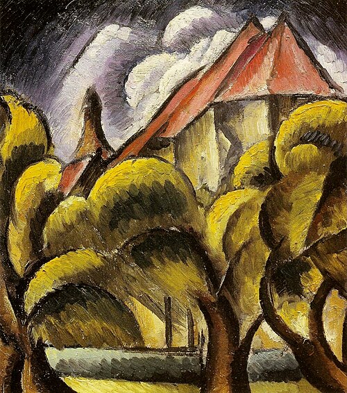 Landscape with a church., 1919, Wacław Wąsowicz