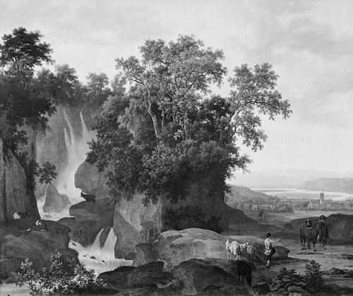 Wood-Clad Rocks with Waterfall, 1649, Johan le Ducq