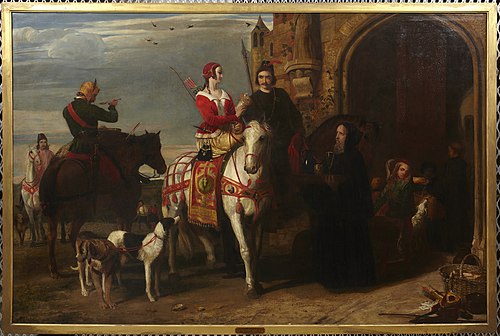 The Monastery in the 14th Century: Boar Hunters Refreshed at Saint Augustine's Monastery, Canterbury, 1840, John Rogers Herbert