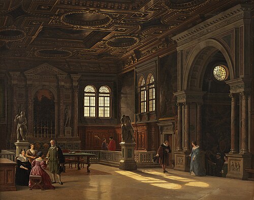 Interior from Scoula St. Rocco, Venice, 1852, Heinrich Hansen