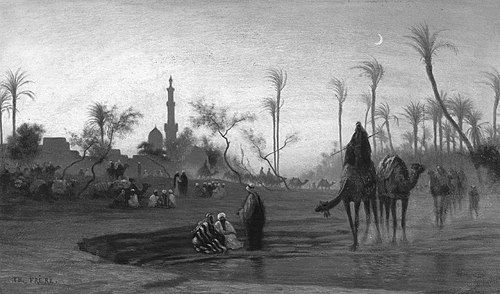 Oasis at Sunset, , Charles-Théodore Frère