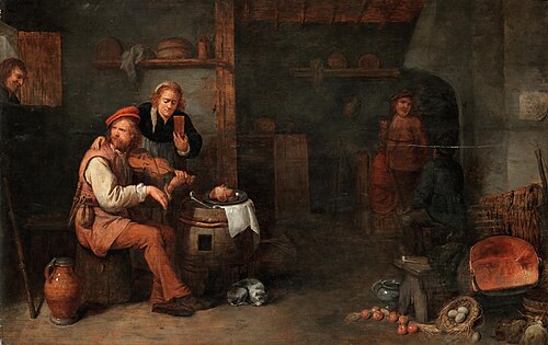 Fiddler in an interior, 1650, David Ryckaert III