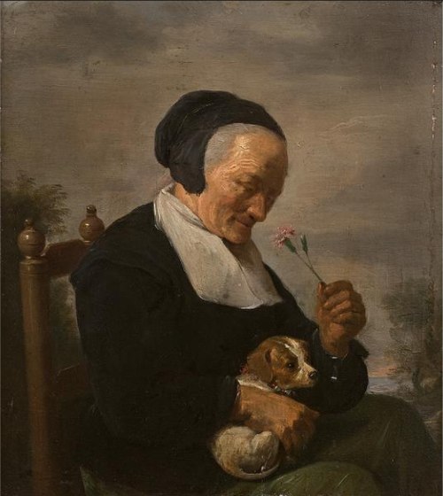 Old women smelling a carnation (Allegory of smell), 1650, David Ryckaert III