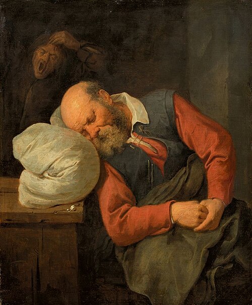 Old man sleeping, 1640, David Ryckaert III