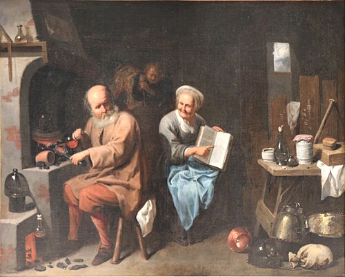 Alchimiste dans son laboratoire, 1648, David Ryckaert III