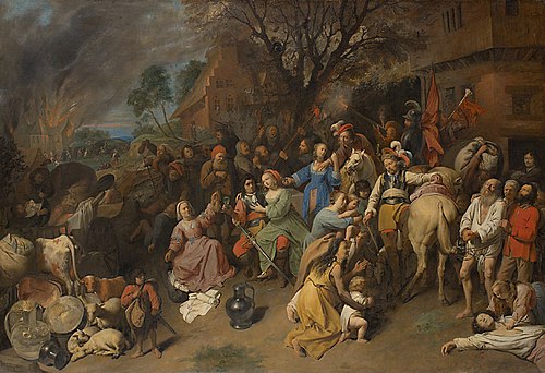 The suffering of the peasants: soldiers plundering a village, 1649, David Ryckaert III