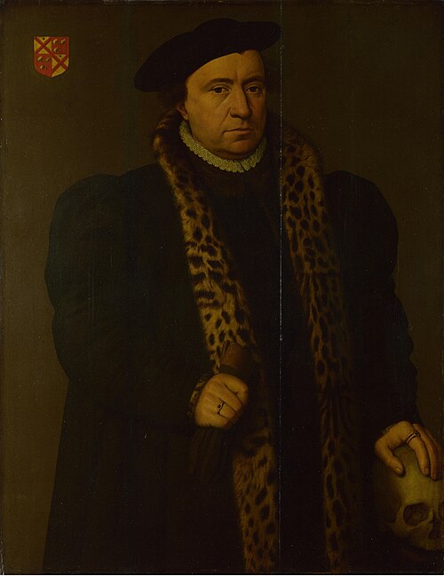 A Man with a Skull, 1549, Nicolas Neufchâtel