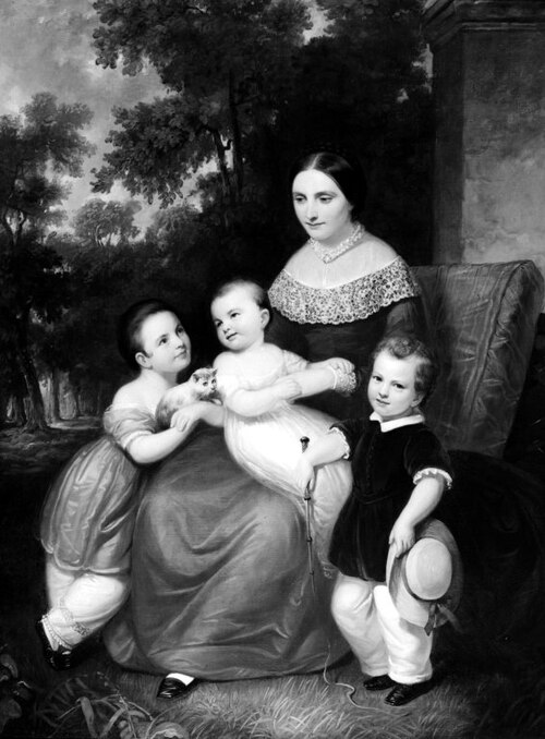 Ellen Almira Low and Her Three Children, 1847, Daniel Huntington
