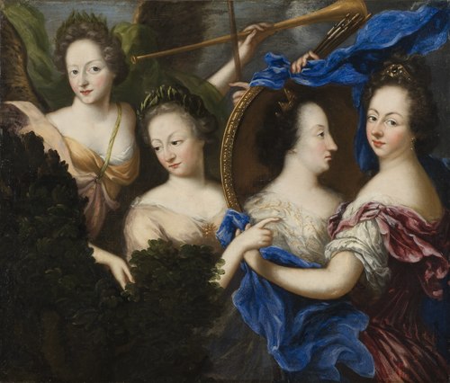 Allegory with self-portrait and profile portrait of Ulrika Eleonora the Elder, 1689, Amalia Wilhelmina Königsmarck