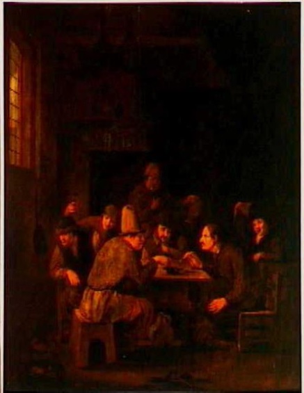 Peasants talking at an inn, 1650, Pieter Hermansz Verelst